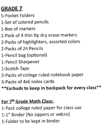 Supply List